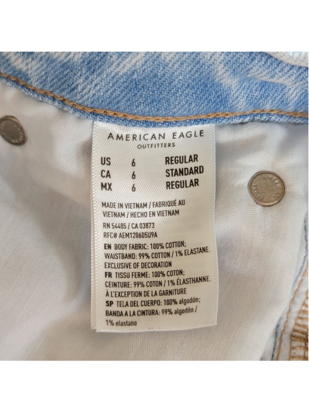 AE 6 American Eagle Highest Rise 90s Boyfriend Jeans Distressed Light Wash Raw - Picture 11 of 11